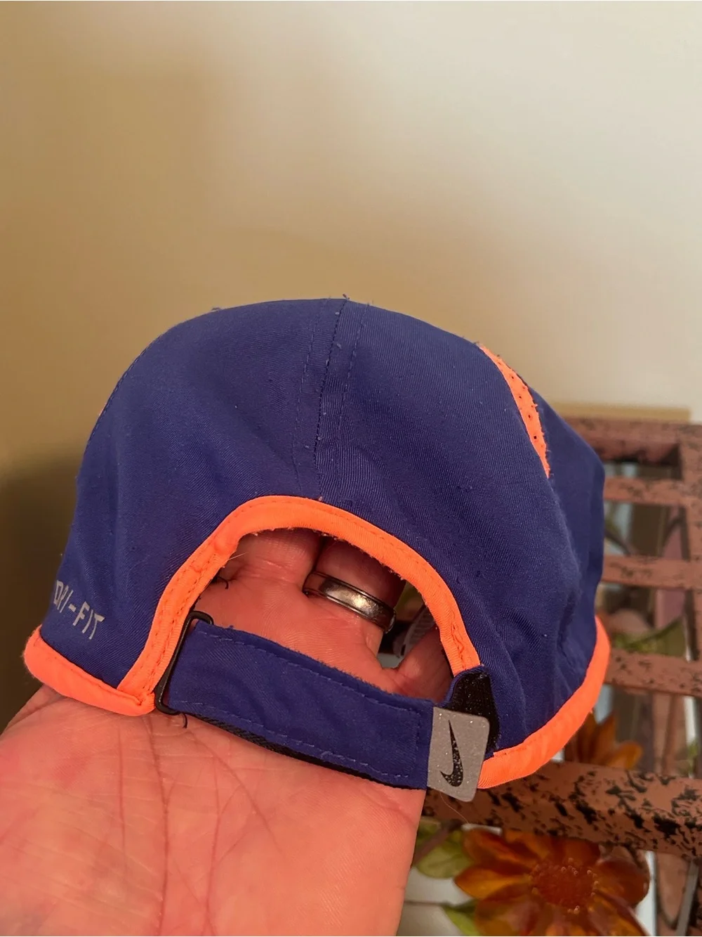 Nike Kids Purple Hat with Neon Orange Trim